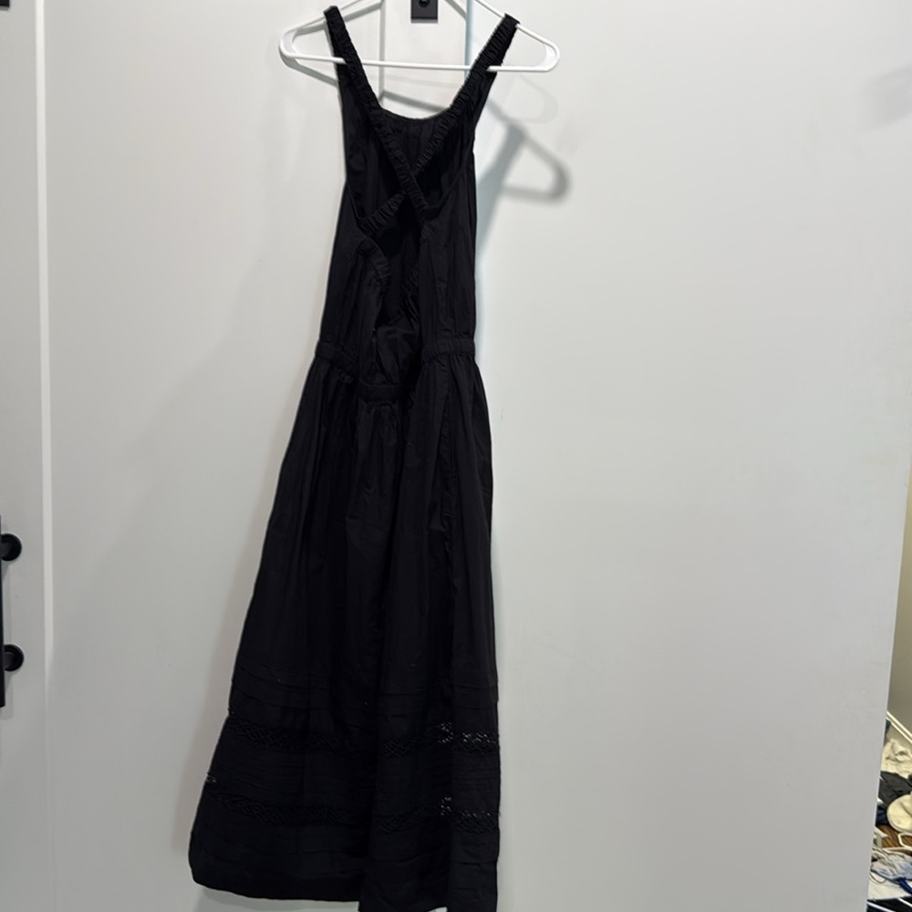 NWT GAP Lace Cross-Back Midi Dress Women's Sz Small Tall 100% Cotton black - Picture 5 of 8
